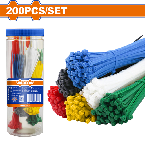 Кабельные стяжки цветные WADFOW WTE85521 300 шт.
