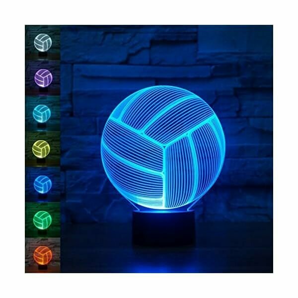3D-лампа, EONANT 3D Night Lights LED USB Touch с 7-цветными настольными светильниками с оптической иллюзией для украшения дома в детской комнате (волейбол)