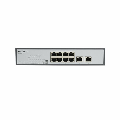 ORIGO Сетевое оборудование OS2210P 120W A1A Неуправляемый PoE-коммутатор 8x1000Base-T PoE 2x1000Base-T PoE-бюджет 120 Вт 14278₽
