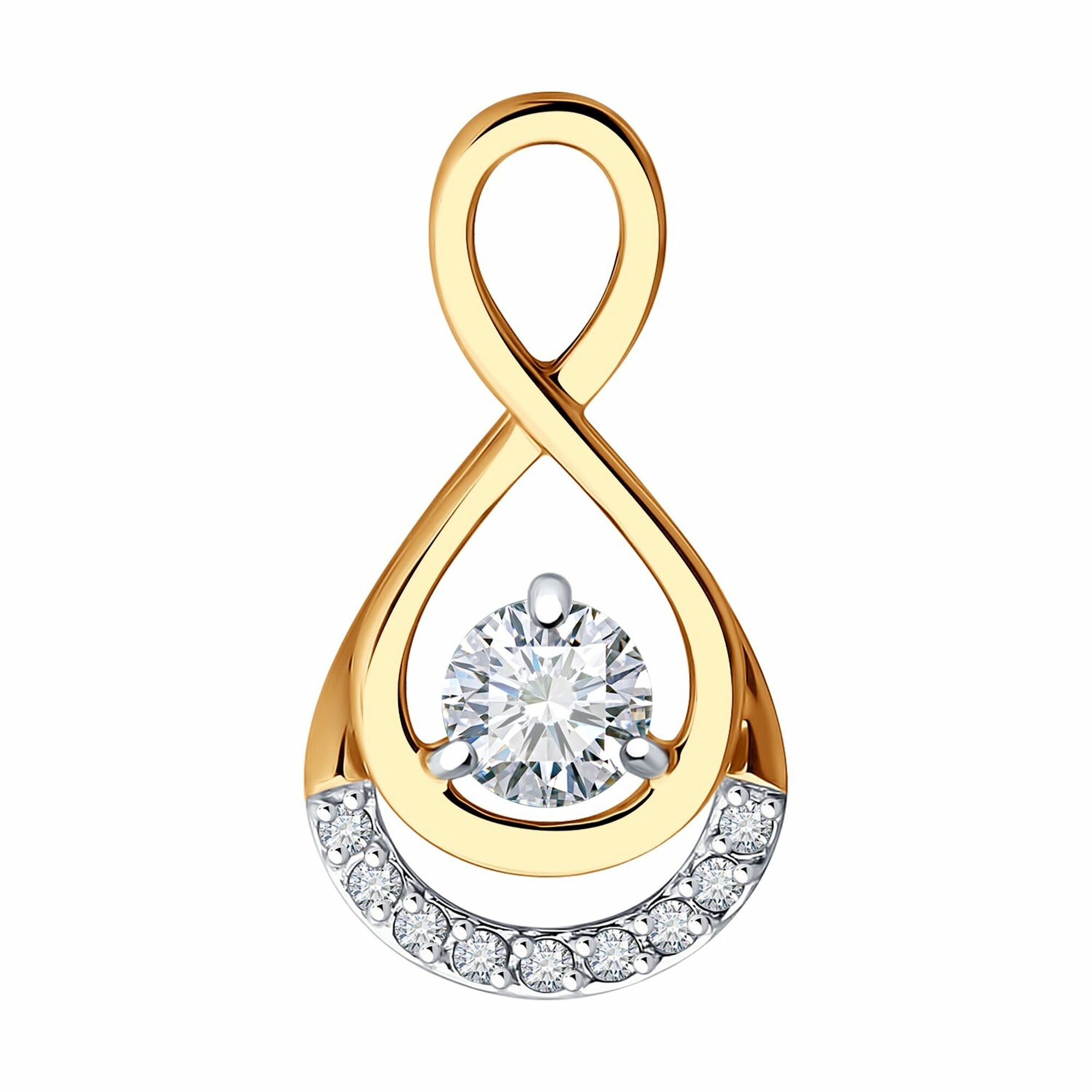 Подвеска Diamant online, красное золото, 585 проба, фианит