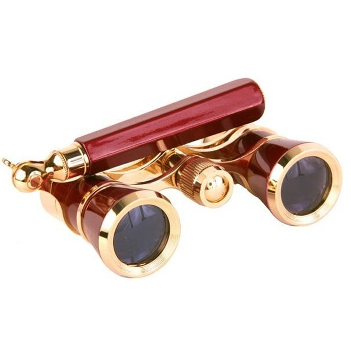 Бинокль театральный Veber Opera БГЦ 3x25, красно-золотистый, лорнет