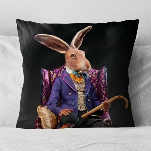 Подушка декоративная Кролик 40х40 велюр подарок на 23 февраля любимому мужчине на день рождения, юбилей, годовщину