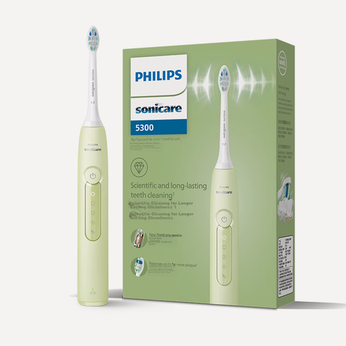 Изображение товара Электрическая зубная щетка PHILIPS DiamondClean 3 Series 6730 Upgraded Couple Edition с 2 сменными головками HX5161/05, Matcha Green