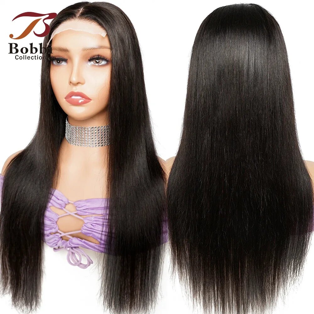 Парик BOBBI COLLECTION 100% Человеческие Волосы Черный Цвет, 20 дюймов, 150%, 4x4 Lace Wig