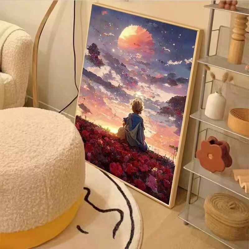 Cross Stitch - Набор для вышивания крестом, Маленький принц роз, 70x100 см (размер канвы), полная зашивка