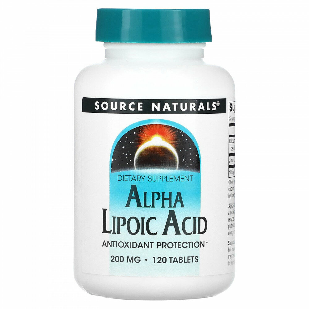 Source Naturals, альфа-липоевая кислота, 200 мг, 120 таблеток
