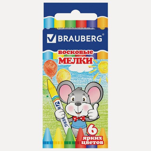 Изображение товара Карандаши восковые 6 цветов Brauberg (D=8мм, круглые) (222961), 288 уп.