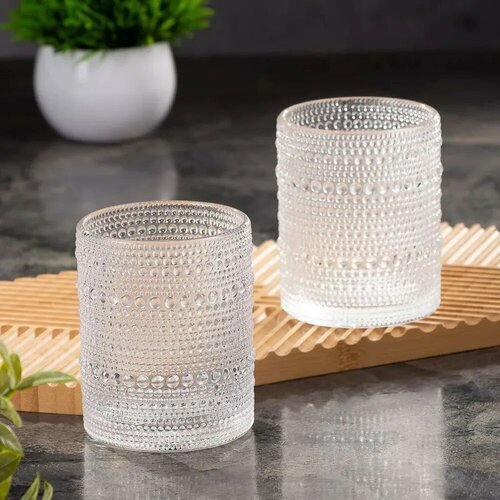 Стакан стеклянный для напитков 2 шт 300 мл, Бабл