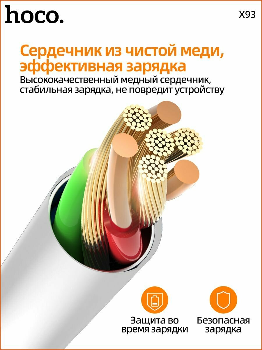 Кабель HOCO X93 TYPE-C to TYPE-C 100W, 2 метра, белый — фото 1