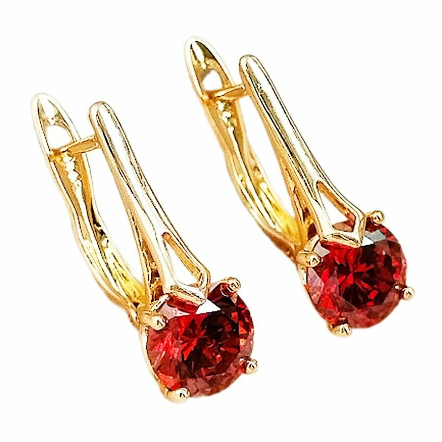 Серьги, искусственный камень, золотистый