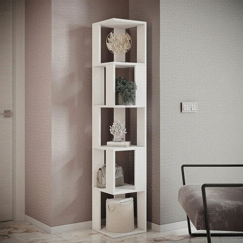 Изображение товара Универсальный модульный стеллаж напольный Фабрика Стиль Квадро, 30х30х159,6 см, белый