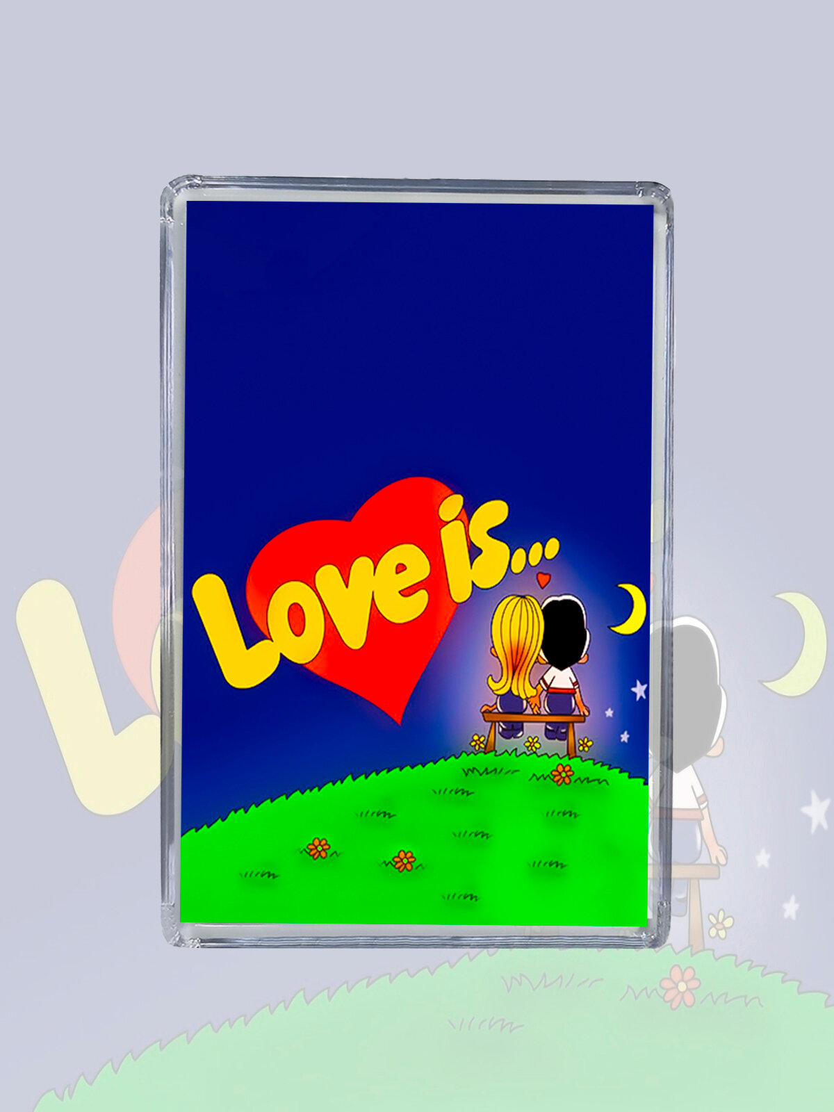 Магнит Love is. романтика акриловый  прямоугольный 7.5х5 см