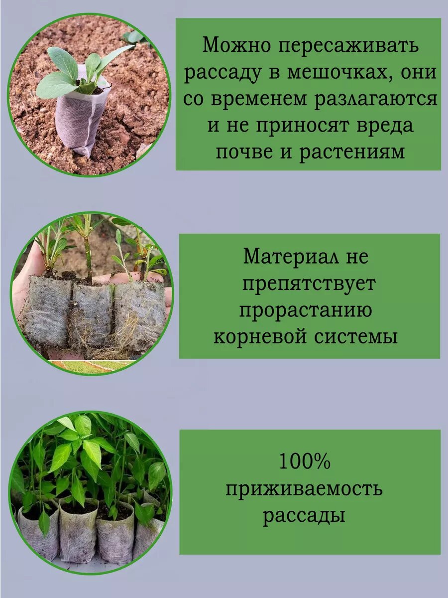 Изображение Пакеты для рассады мешочки биоразлагаемые 200 штук