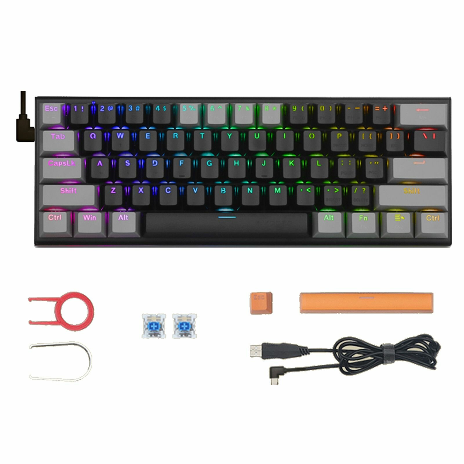 Z-11 60% механическая клавиатура USB Solid и 21 игровая с подсветкой, 61 клавиша, оптические переключатели