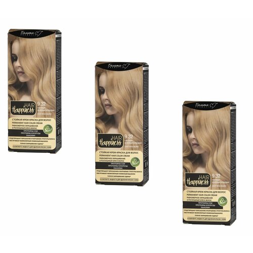 фото Крем-краска белита-м hair happiness стойкая для волос аммиачная, тон 9.32 светлый бежевый блондин , 3 шт