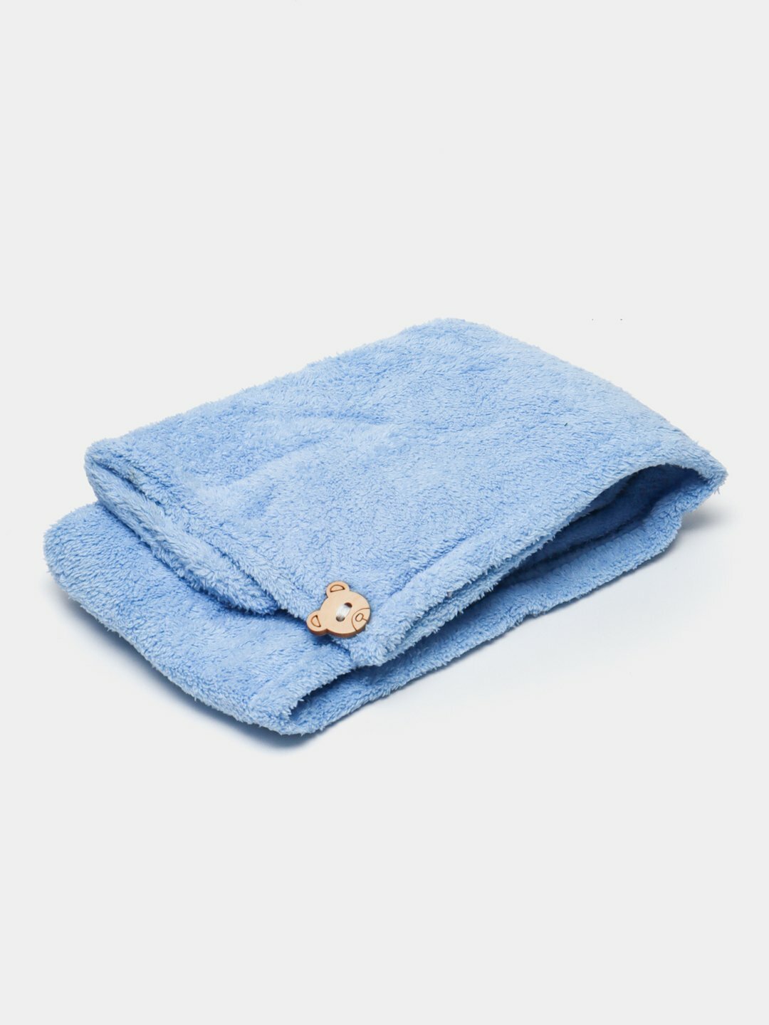 Полотенце тюрбан для сушки волос, с пуговицей из микрофибры, Hair Drying Cap, 1 шт, Голубой