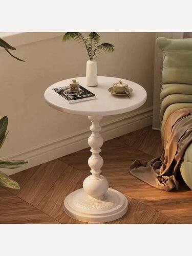 Изображение товара Журнальный столик сова на балконе, винтажный дизайн, круглый, белый, металлический, сборка