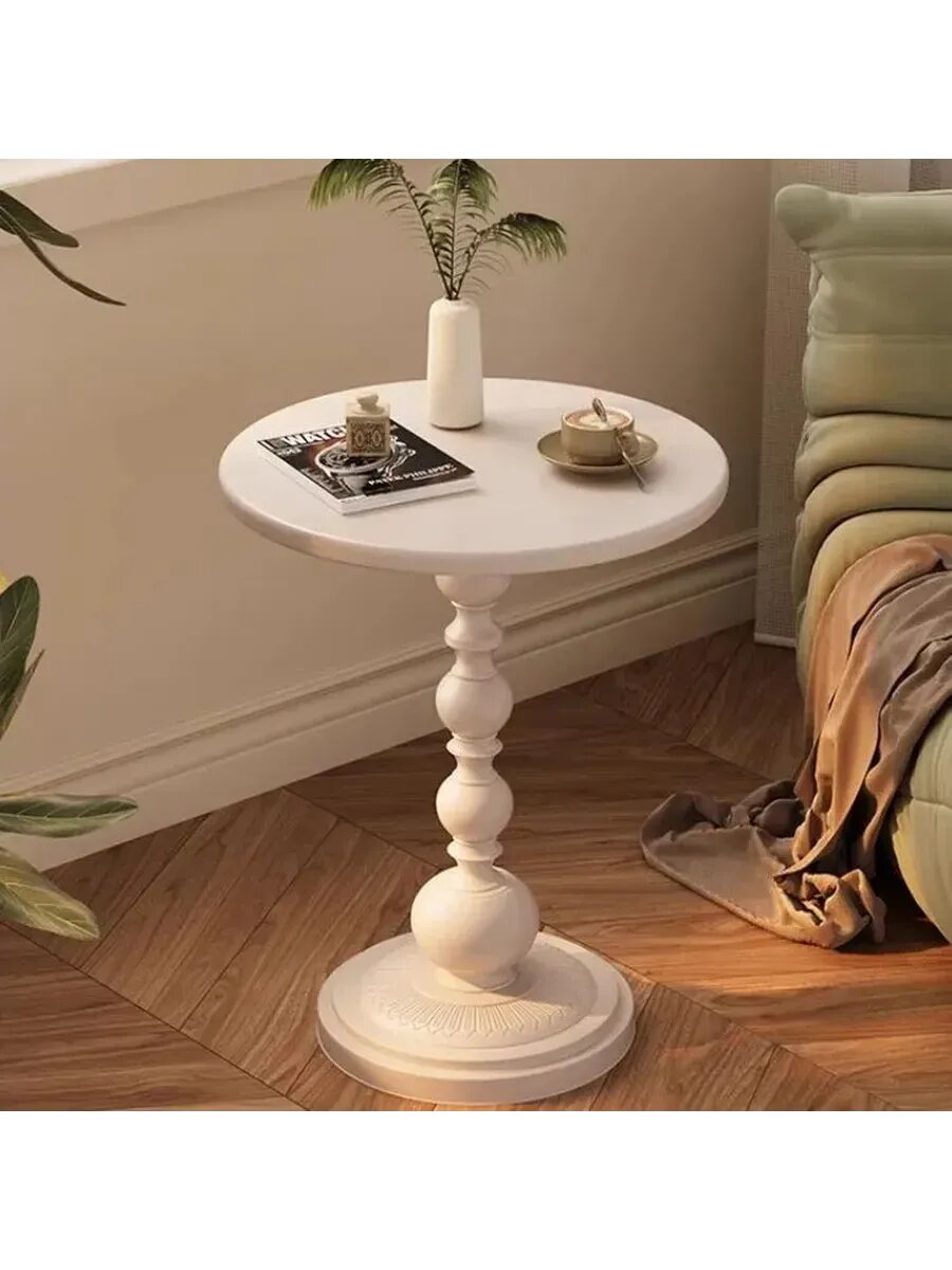 Журнальный столик сова на балконе, винтажный дизайн, круглый, белый, металлический, сборка