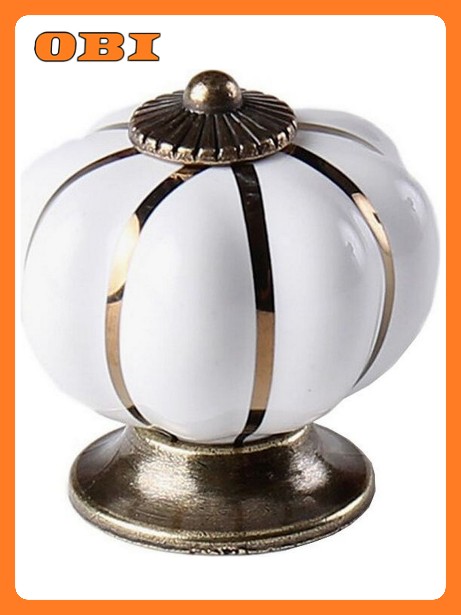 Мебельная ручка-кнопка Larvij L4. KNOB02WH античная бронза-белый