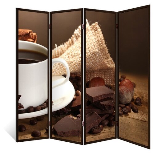 Ширма перегородка Кофейный шоколад 4 створки венге 176х185 см