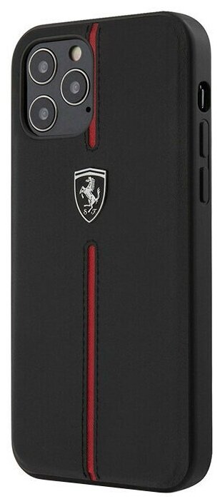 Чехол CG Mobile Ferrari Off-Track Genuine Leather/Nylon stripe Hard для iPhone 12 Pro Max, цвет Черный (FEOMSHCP12LBK)