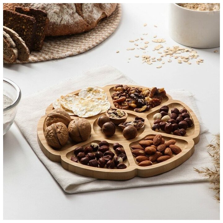 фото Менажница Доляна «Соты», 25×25×1,3 см бамбук