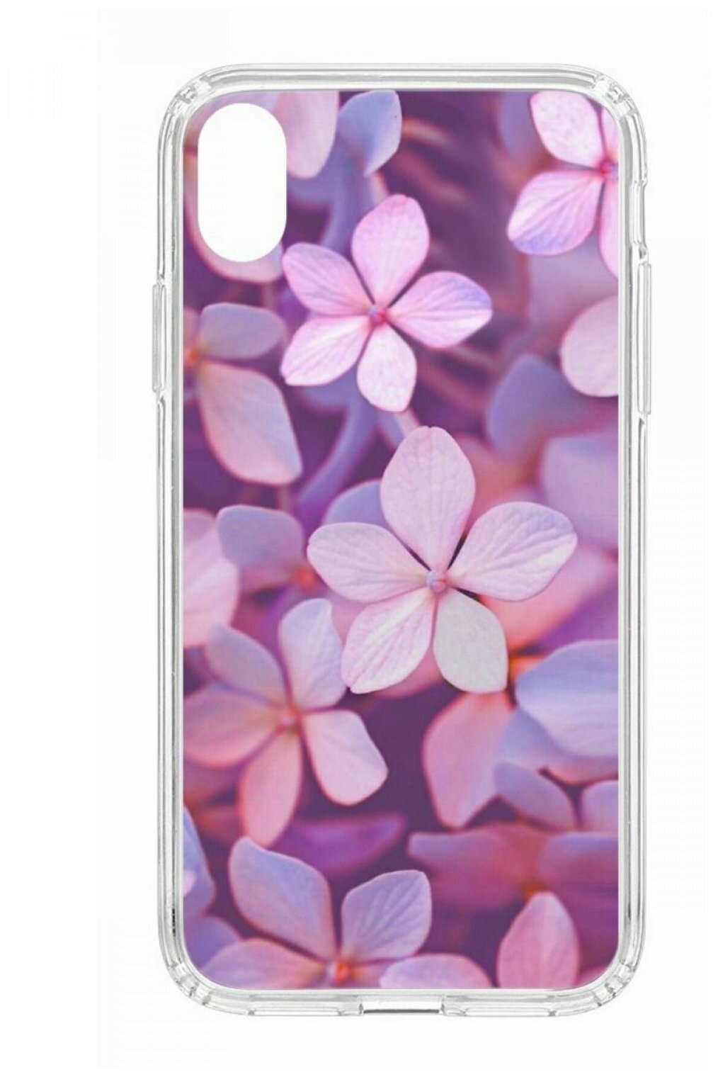Чехол для iPhone XR Kruche Print MagSafe Гортензия,прозрачная накладка с защитой камеры,с рисунком,противоударный силиконовый бампер с принтом