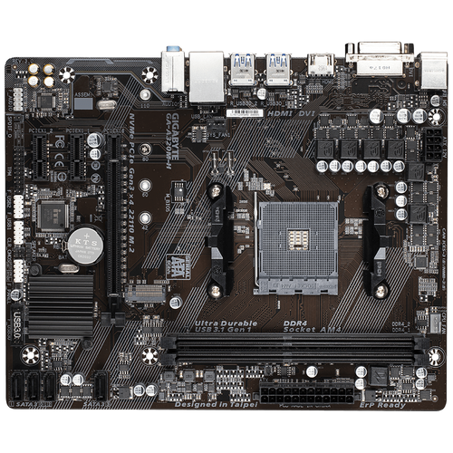 Gigabyte GA-A320M-H OEM Soc-AM4 AMD A320 2xDDR4 mATX AC97 8ch71 GbLAN RAIDDVIHDM 360000₽