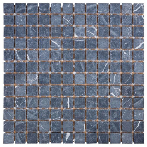 Мозаика из натурального мрамора Nero Marquina DAO-505-23-8. Матовая. Размер 300х300мм. Толщина 8мм. Цвет черный-серый. 1 лист. Площадь 0.09м2