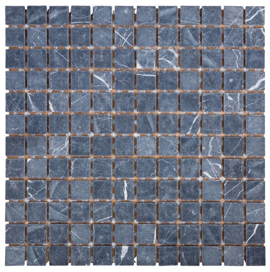 Мозаика из натурального мрамора Nero Marquina DAO-505-23-8. Матовая. Размер 300х300мм. Толщина 8мм. Цвет черный-серый. 1 лист. Площадь 0.09м2