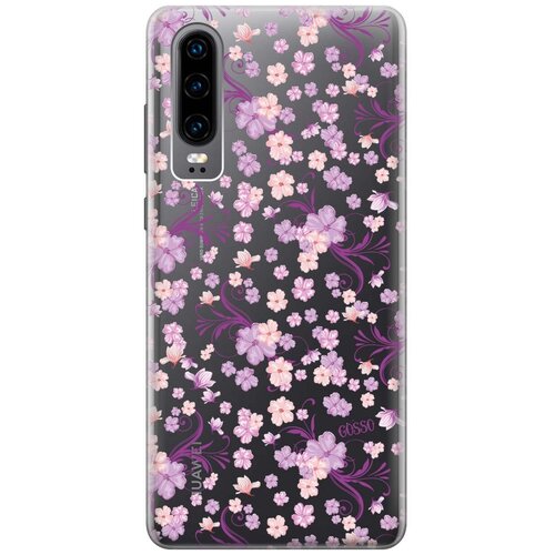 фото Ультратонкий силиконовый чехол-накладка clearview для huawei p30 с 3d принтом "lilac flowers" gosso