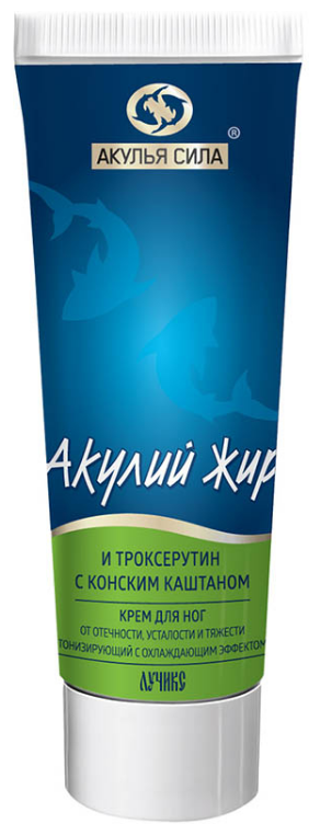 Акулий жир и троксерутин с конским каштаном крем д/ног, 75 мл, 95 г, 1 шт., 1 уп.