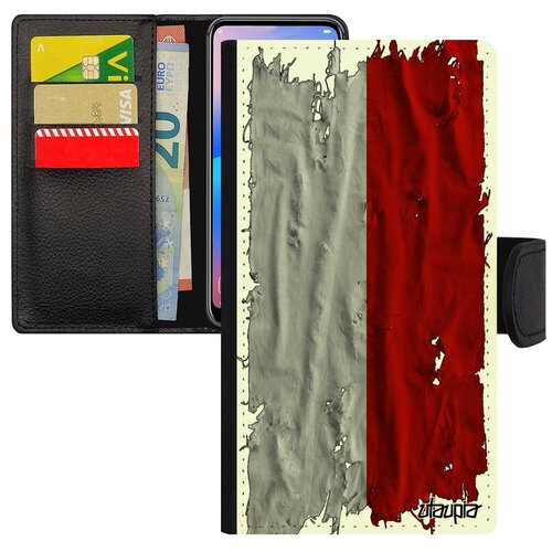 фото Необычный чехол книжка на мобильный // iphone xs // "флаг польши на ткани" стиль страна, utaupia, белый