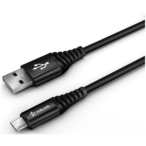 Кабель AIRLINE ACH-C-46, 2 м, черный airline ach c 46 кабель usb micro usb 2 м черный нейлоновый airline achc46