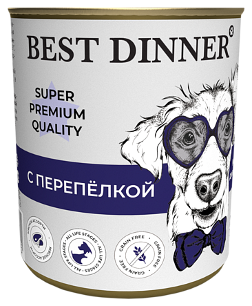 Консервы для собак Best Dinner Super Premium "С перепелкой", 0,34 кг