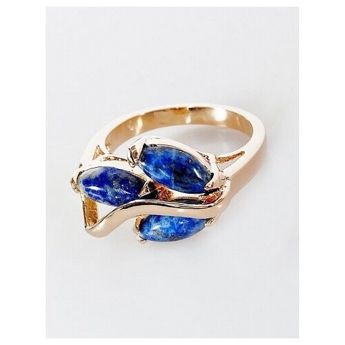 Кольцо ForMyGirl, лазурит, размер 19, голубой позолоченное кольцо с лазуритом
