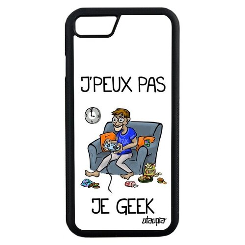 фото Противоударный чехол на смартфон // apple iphone 7 // "не могу - играю!" гик рисунок, utaupia, белый