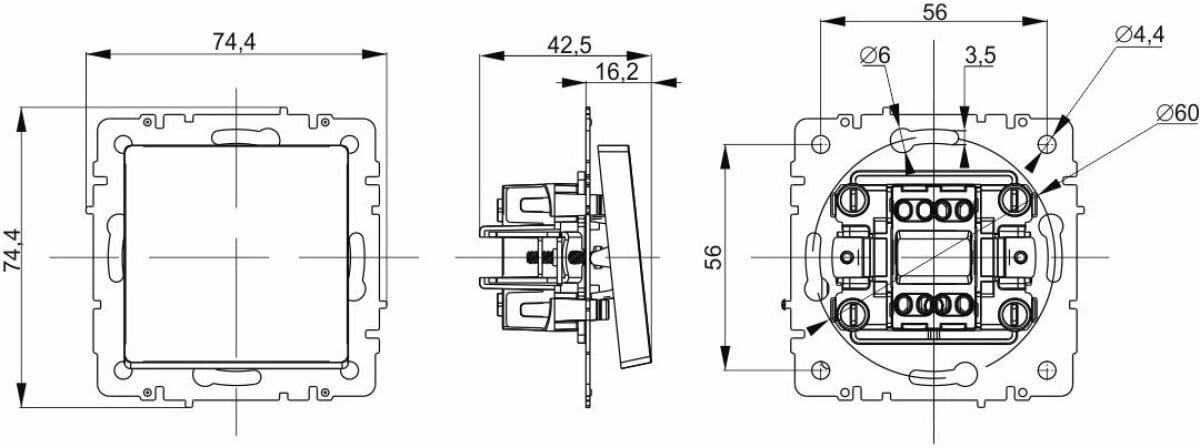 Выключатель IEK Brite ВС10-2-0-БрГ, 2кл., скрытый монтаж, механизм с накладкой без рамки, графит (BR-V20-0-10-K53) - фотография № 7