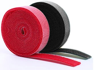 Лента липучка для крепления 5 метров универсальная, ширина ленты 15 мм цвет Красный