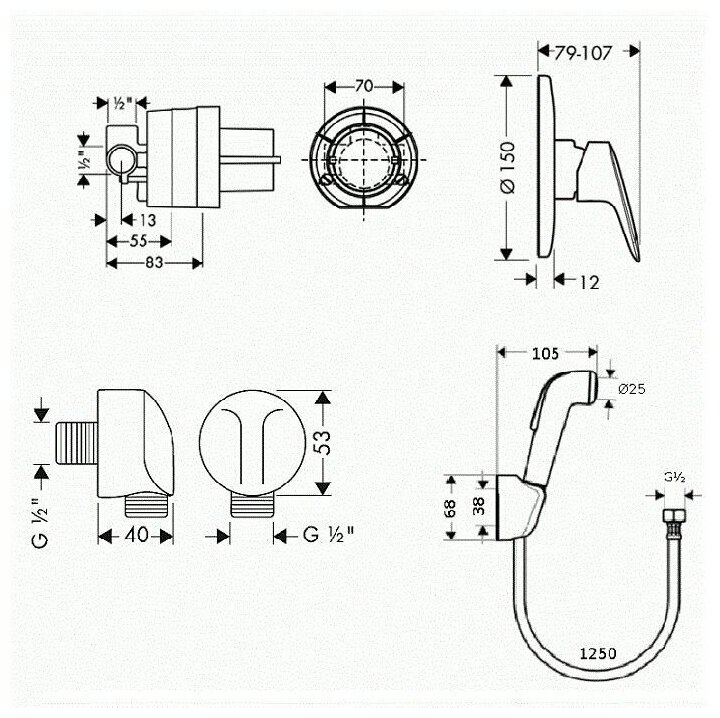 Набор Hansgrohe SetLogis с гигиеническим душем (7160400/13620180/2745400/32127000) - фотография № 5