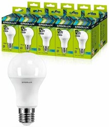Светодиодная лампочка Ergolux LED-A60-12W-E27-4K упаковка 10 шт