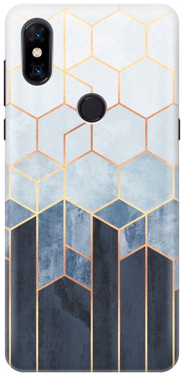 Силиконовый чехол Золотые соты на сером на Xiaomi Mi Mix 3 / Сяоми Ми Микс 3