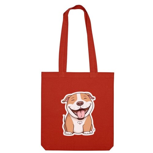 Сумка шоппер Us Basic, красный детская футболка счастливый пёс собака питбуль pitbull 116 белый