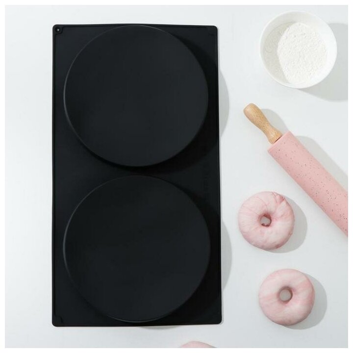 фото Форма для выпечки 2 ячейки Бискотто 42,5х23,5х3 см (d=20 см), цветчерный