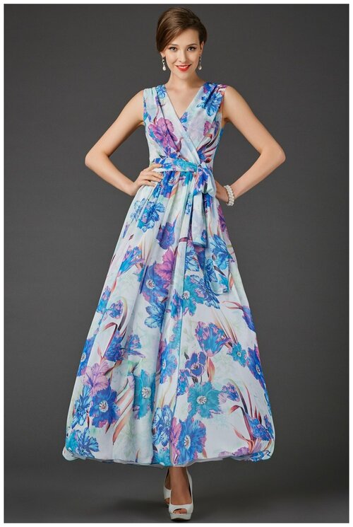 Платье Арт-Деко, размер 46, голубой