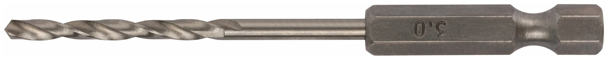 Сверло HSS по металлу, полированное, U-хвостовик под биту, инд. упаковка 3,0 мм