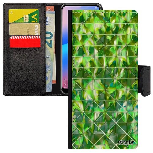 фото Противоударный чехол-книжка на смартфон // galaxy a12 // "плиточный мотив" квадрат узор, utaupia, цветной