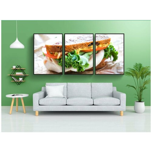 фото Набор модулных постеров для интерьера "завтрак, бургер, еда" 60x90 см. в тубусе, без рамки lotsprints
