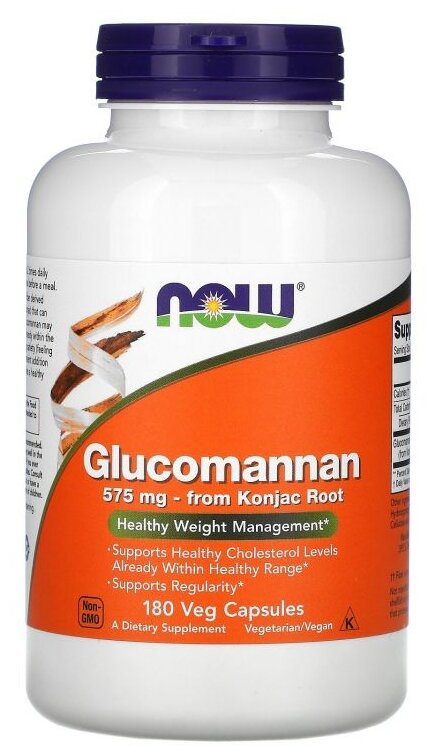 Капсулы NOW Glucomannan, 200 г, 180 шт.