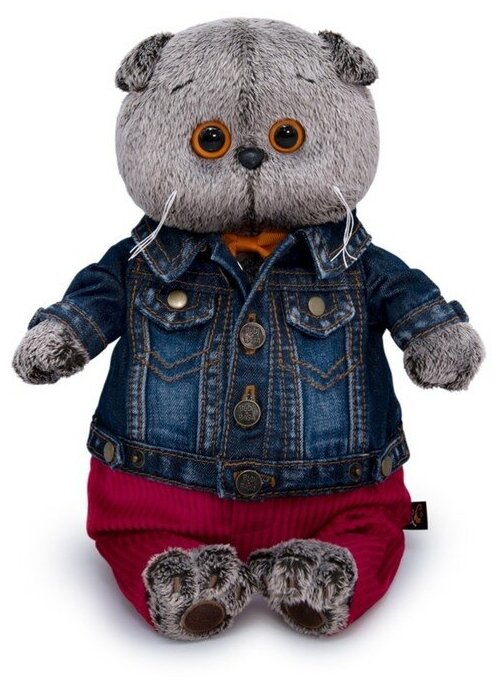 Мягкая игрушка Басик в джинсовой куртке и малиновых штанах , 30 см (Ks30-213) 9300716
